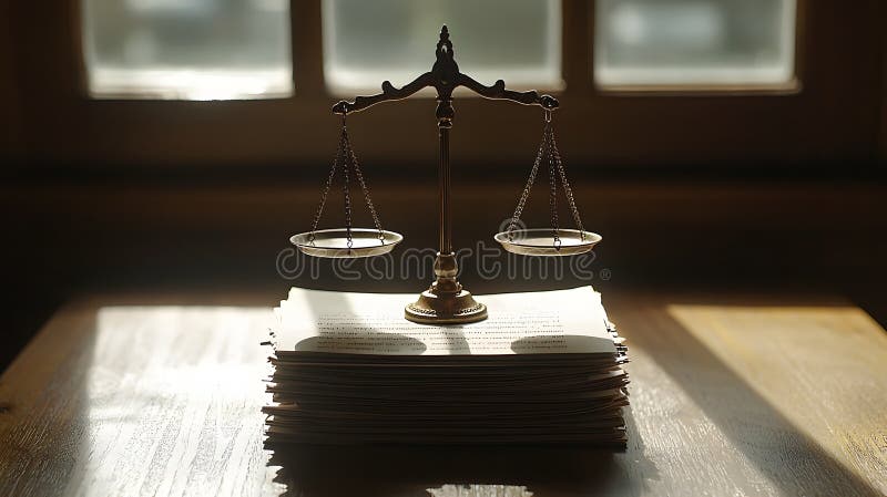 balanca da justica sobre documentos legais