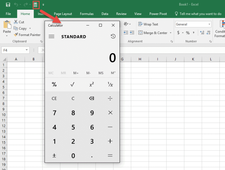 calculadora e planilha do excel aberta