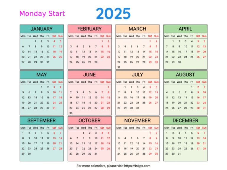calendario com destaque para a segunda feira