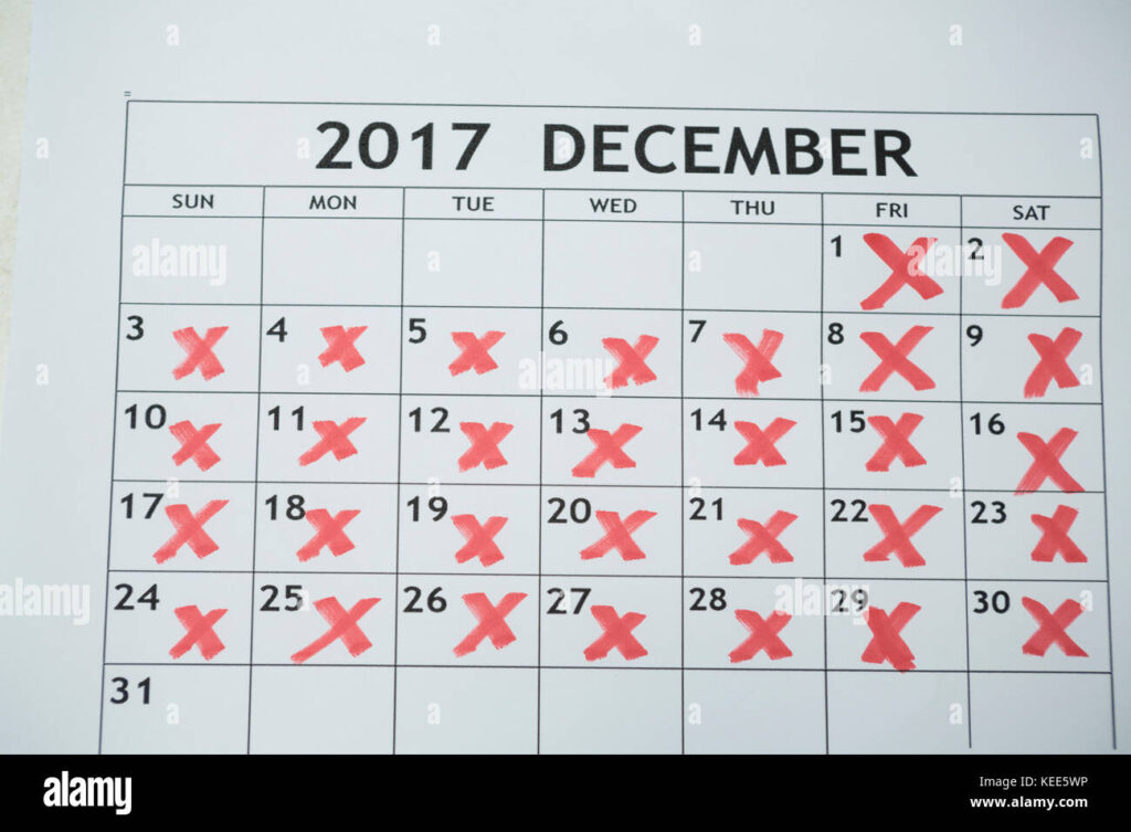 calendario com marcacao de dias