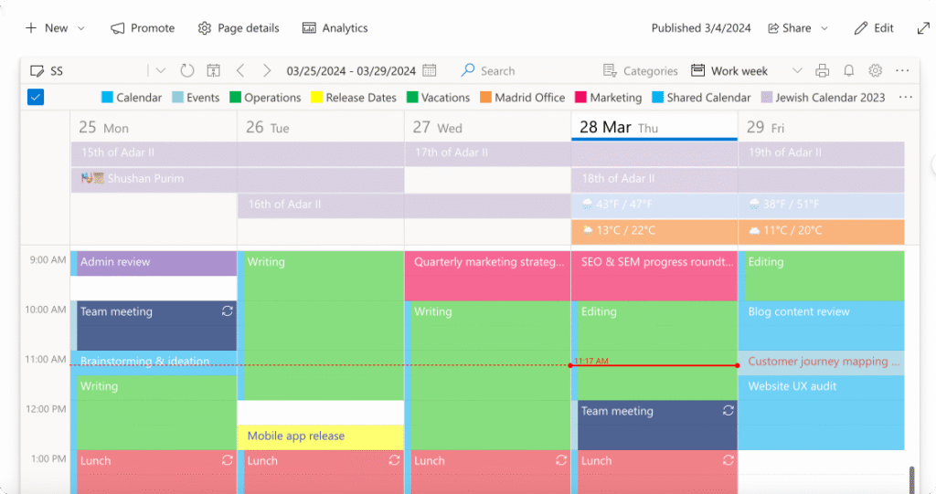 calendario com prazos destacados visualmente