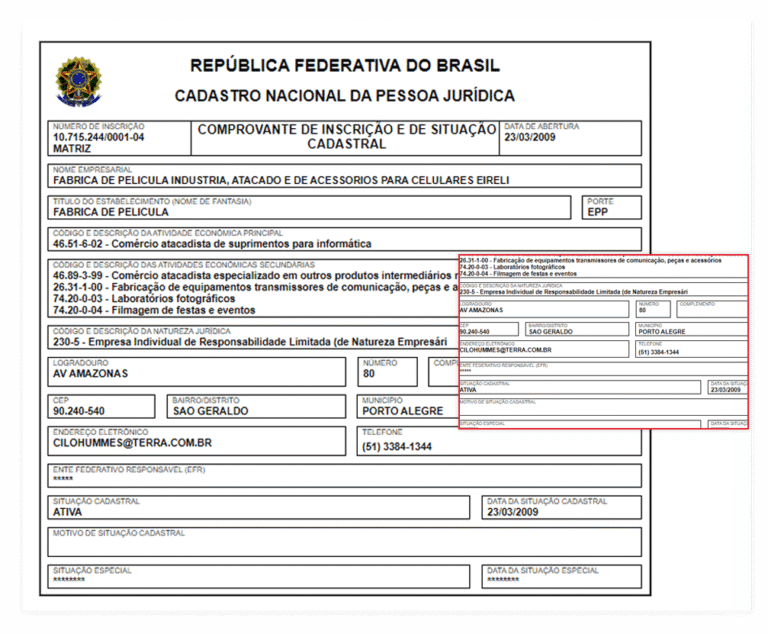 cnpj sendo criado com documentos financeiros