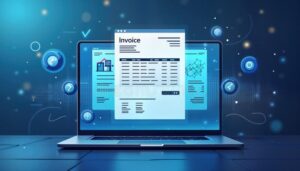 computador com tela de nota fiscal digital