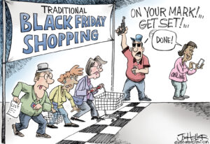 consumidores animados em lojas durante black friday