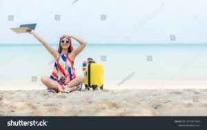 funcionario relaxando em uma praia ensolarada 1