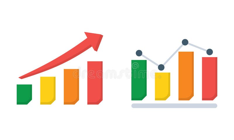 grafico de crescimento com icones de tendencias