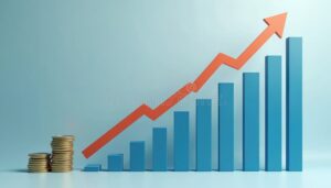 grafico de crescimento financeiro com moedas 1