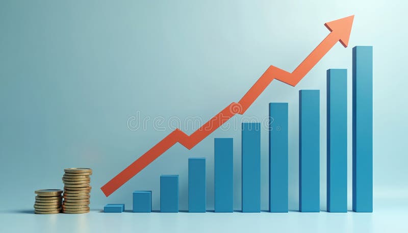 grafico de crescimento financeiro com moedas 1