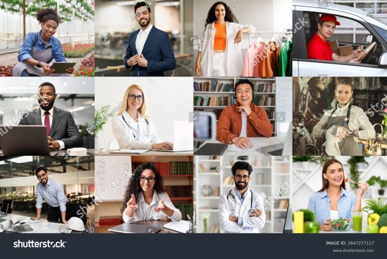 grupos de profissionais em ambientes de trabalho