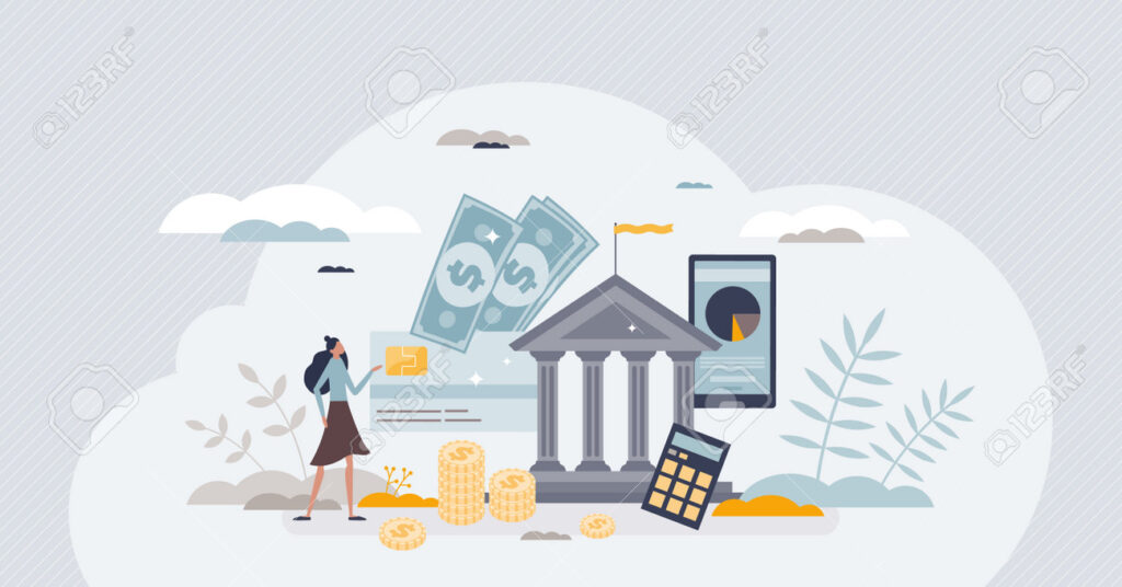 ilustracao de contas bancarias e transacoes