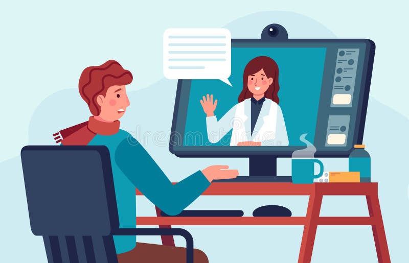 ilustracao de um computador com tela de consulta