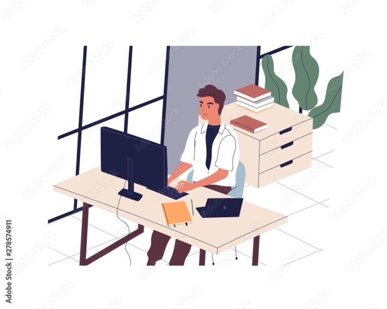 ilustracao de um profissional trabalhando em escritorio