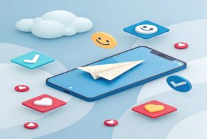 ilustracao de um smartphone com icones digitais