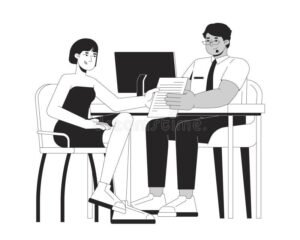 ilustracao de uma pessoa consultando documentos