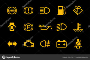 imagem de um carro parado com sinal de alerta