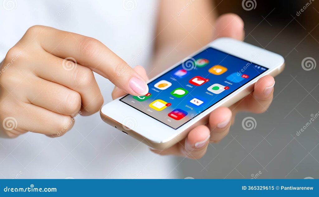 mao segurando um smartphone com aplicativos