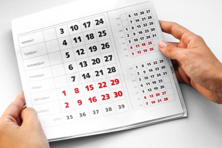 maos segurando um calendario com domingo destacado