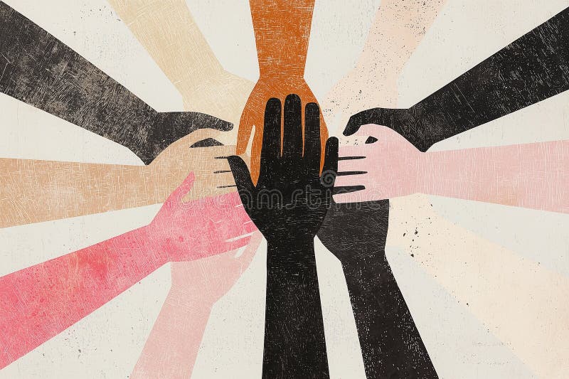 maos unidas em solidariedade e apoio