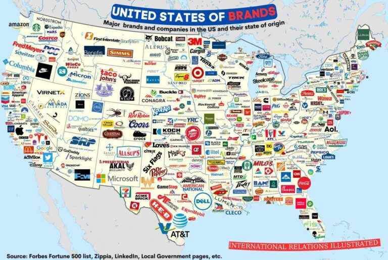mapa com diferentes estados e marcas