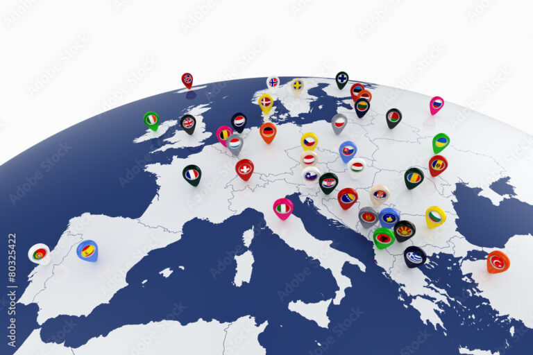 mapa com sinalizadores de localizacao
