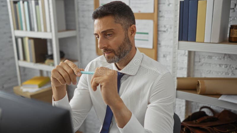 pessoa analisando documentos com expressao pensativa