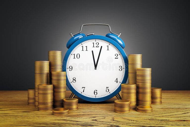 relogio com moedas simbolizando tempo e dinheiro