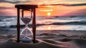 relogio de areia simbolizando tempo e ferias