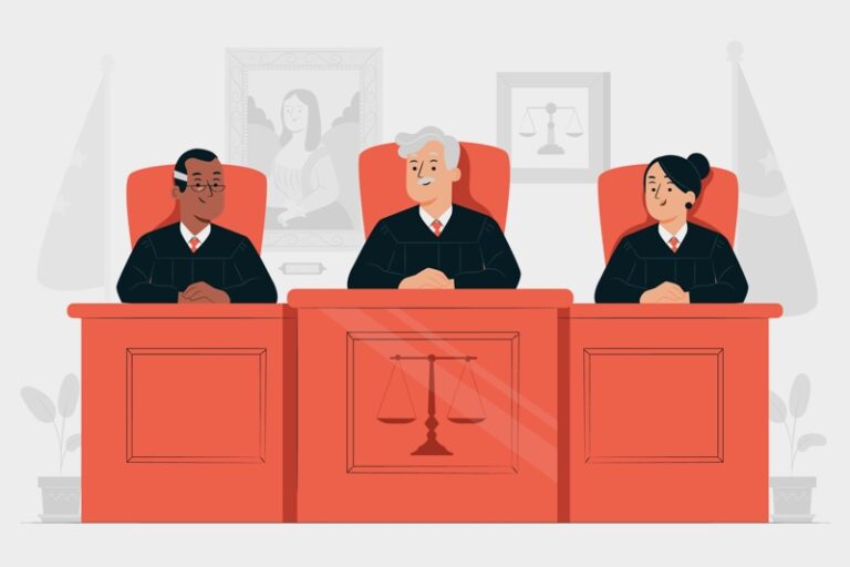 um tribunal com juizes em acao