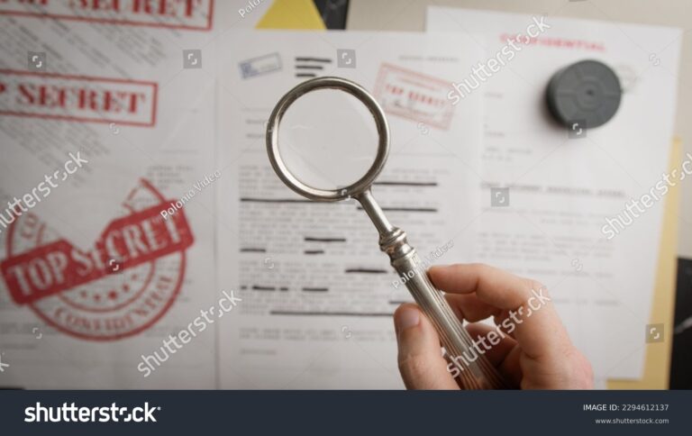 uma lupa sobre documentos pessoais